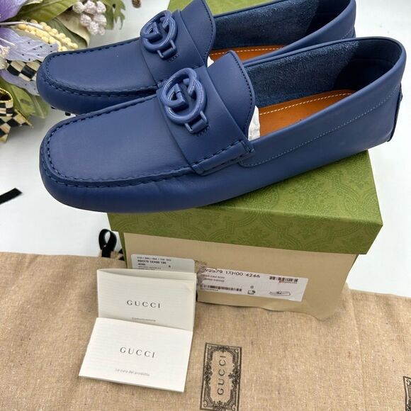 Men’s Gucci interlocking G driver loafers size 8, made in Italy main image 8